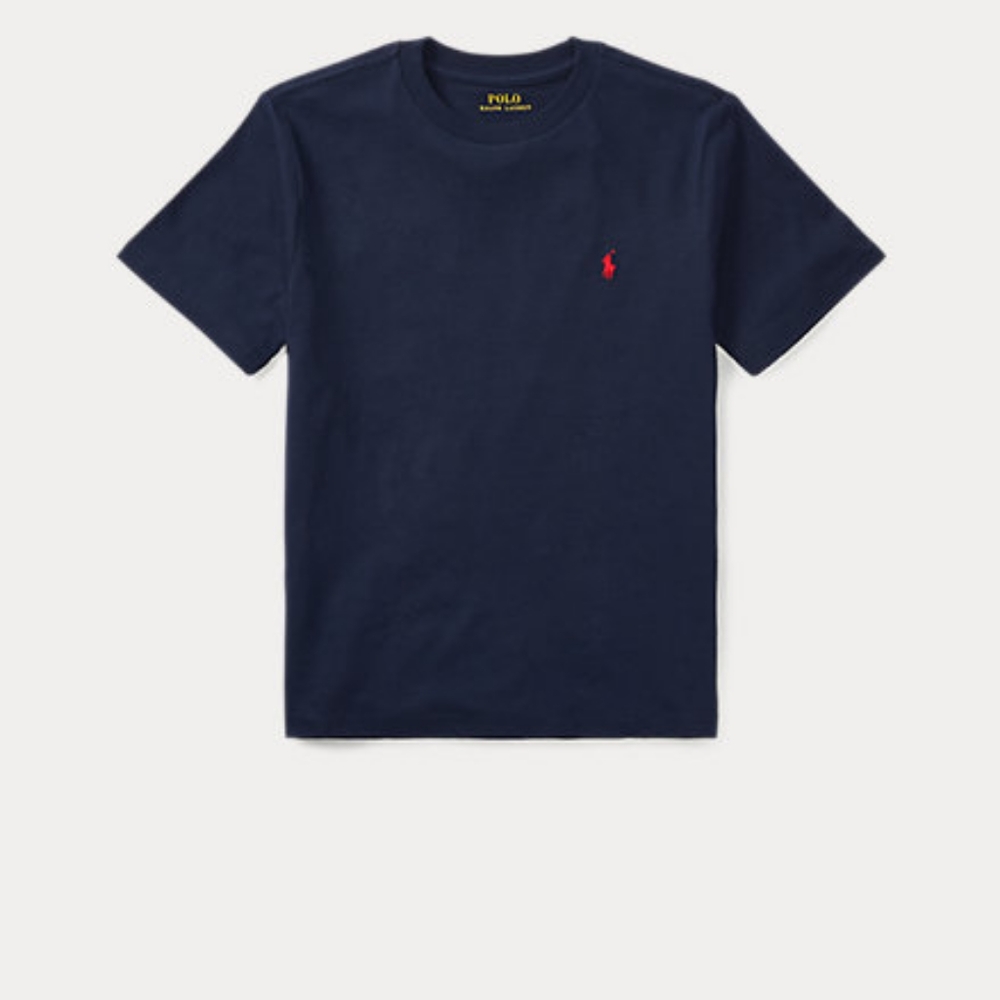 Shirt sleeved polo tee shirt.